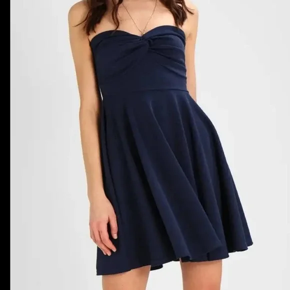 Missguided Navy Scuba Bandeau Knot Front Dress, Women's, Size 6